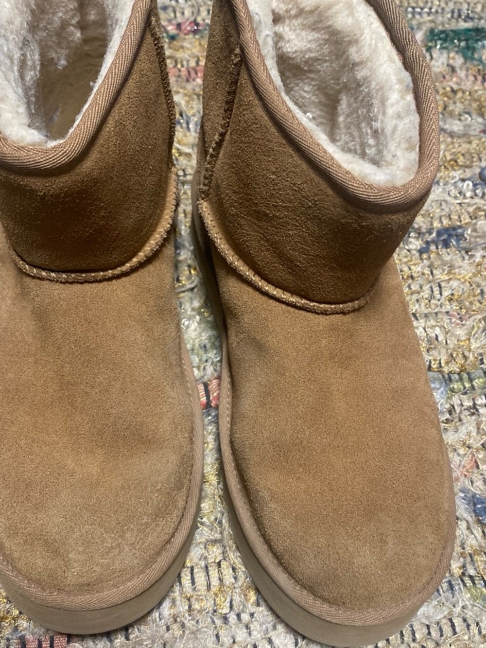 UGG Chestnut Suede Shearling Ankle Boots